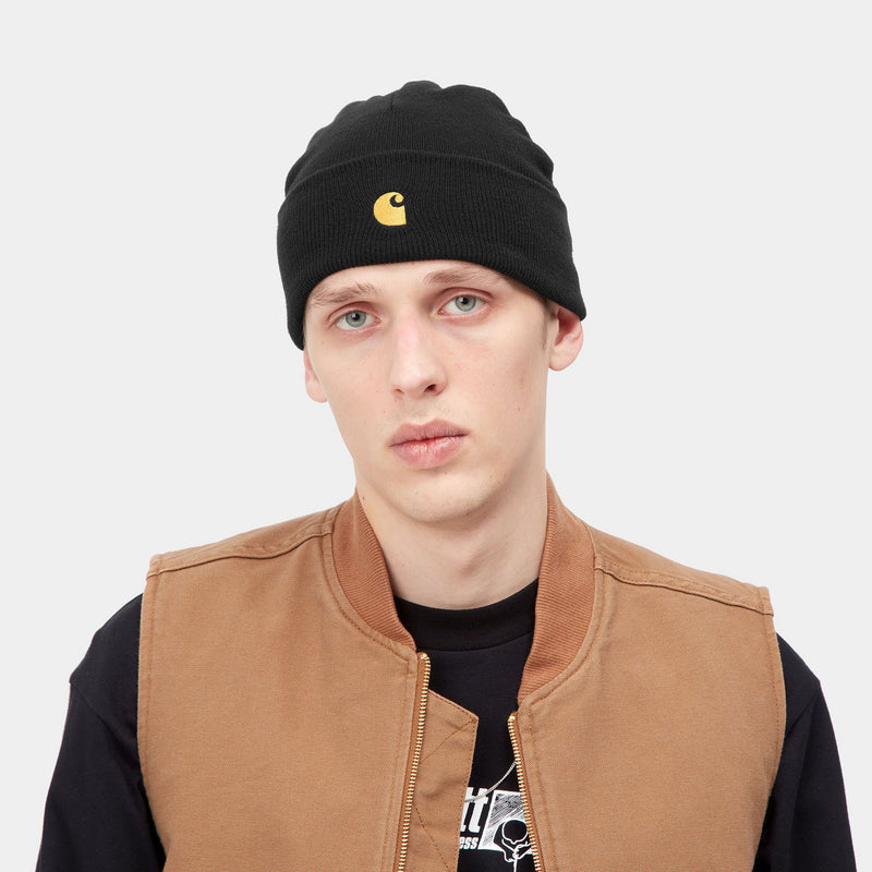 Carhartt WIP Chase Beanie (Black/Gold)