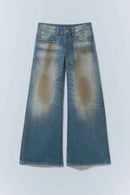 Cheap Monday Poser Mid Waist Wide Leg (Blue Medium Dusty)