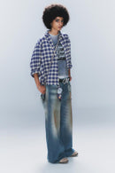 Cheap Monday Poser Mid Waist Wide Leg (Blue Medium Dusty)