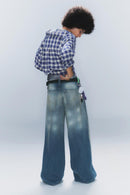 Cheap Monday Poser Mid Waist Wide Leg (Blue Medium Dusty)