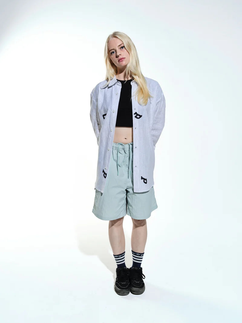 Pop Trading Company Letters Striped Pop Shirt (White Linen)