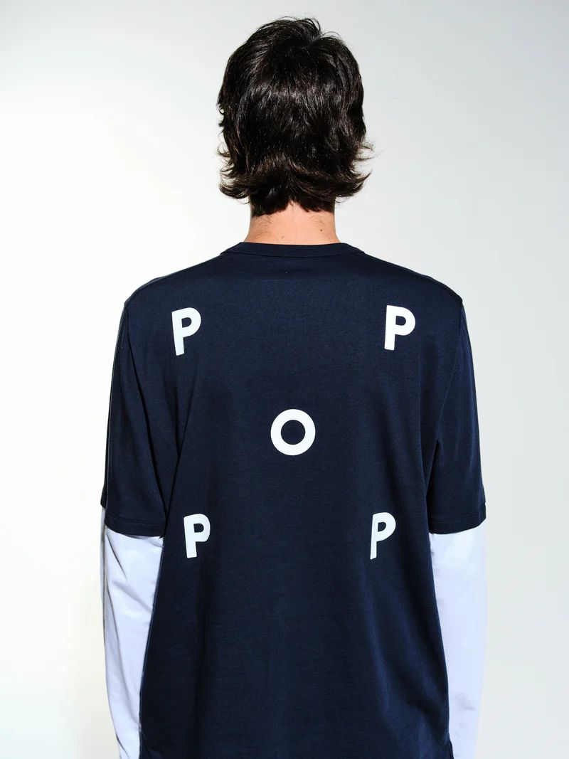 Pop Trading Company Logo Sleeve T-shirt (Navy)