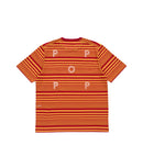 Pop Trading Company Striped Logo T-shirt (Island Poppy)