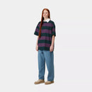 Carhartt WIP W' S/S Seffner Polo T-Shirt Cotton Single Jersey, 260 g/m² (Seffner Stripe / Conifer)