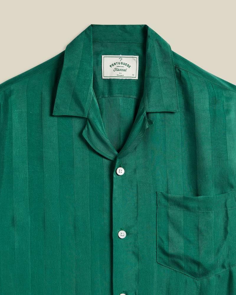 Portuguese Flannel Cupro Stripe (Green)