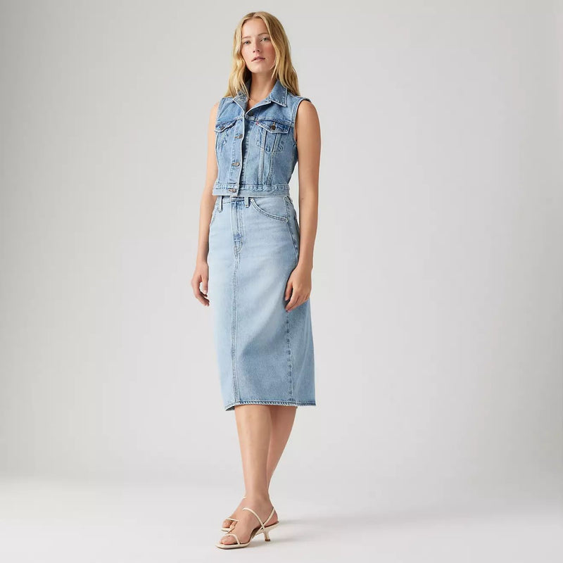 Levi's High Rise Back Slit Skirt (Riveting Clean Hem)