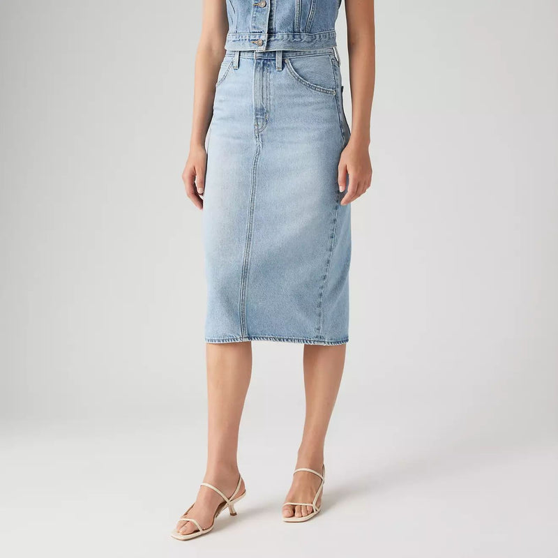 Levi's High Rise Back Slit Skirt (Riveting Clean Hem)