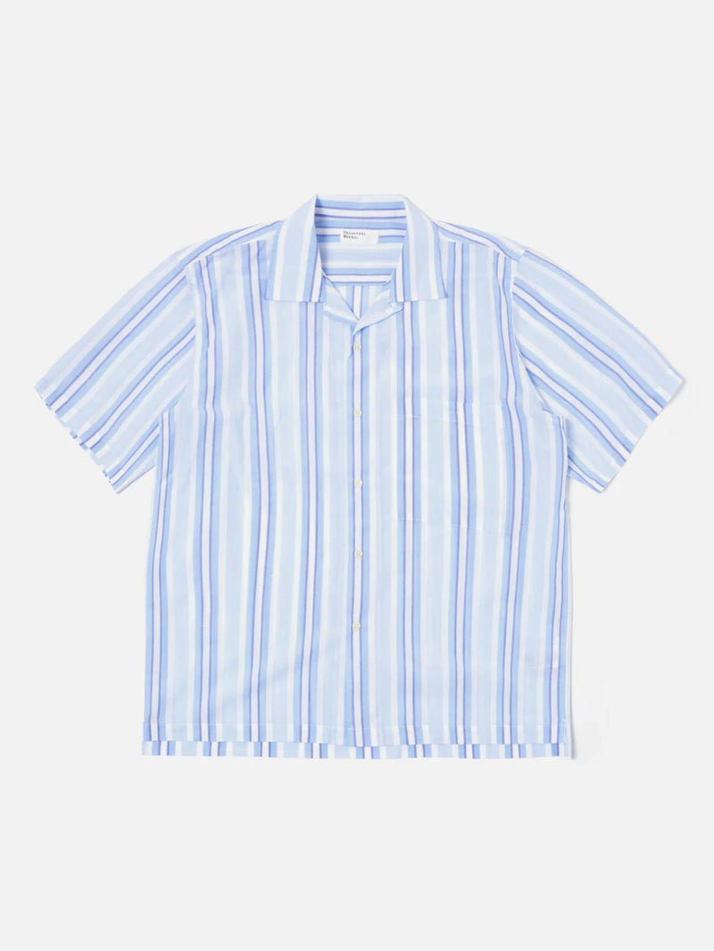 Universal Works Camp Shirt Pop Stripe Two (White/Blue)