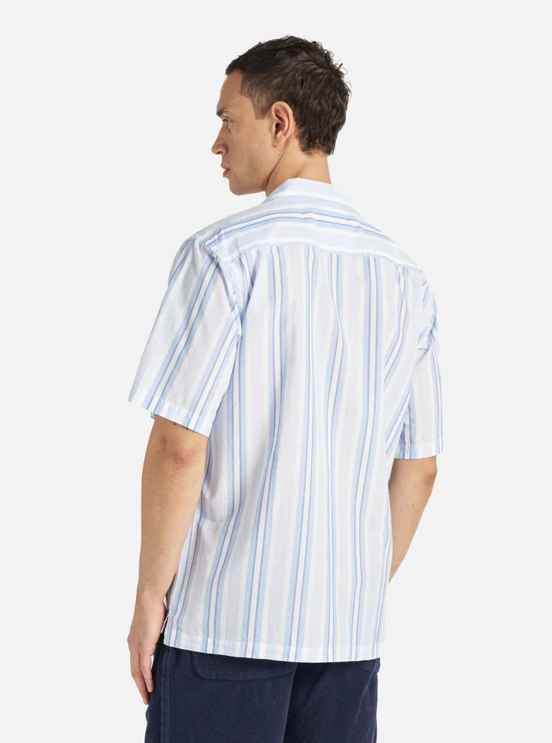 Universal Works Camp Shirt Pop Stripe Two (White/Blue)