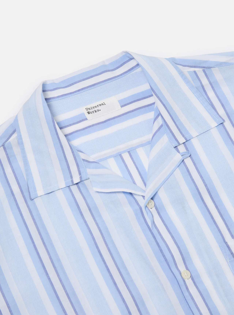 Universal Works Camp Shirt Pop Stripe Two (White/Blue)