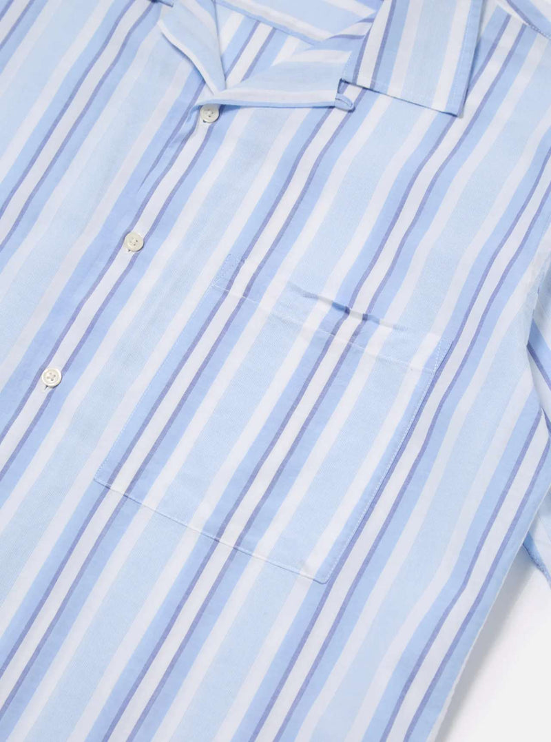 Universal Works Camp Shirt Pop Stripe Two (White/Blue)