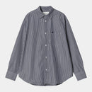 Carhartt WIP W' L/S Arvin Shirt Cotton Poplin, 3.9 oz (Arvin Stripe, Space / Space)