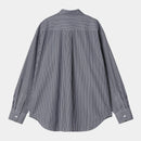 Carhartt WIP W' L/S Arvin Shirt Cotton Poplin, 3.9 oz (Arvin Stripe, Space / Space)
