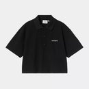 Carhartt WIP W' S/S Carhartt Script Polo TS Cotton Garment Washed Piqué, 240 g/m² (Black)