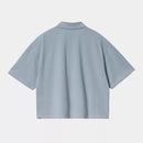 Carhartt WIP W' S/S Carhartt Script Polo TS Cotton Garment Washed Piqué, 240 g/m² (Frosted Blue)