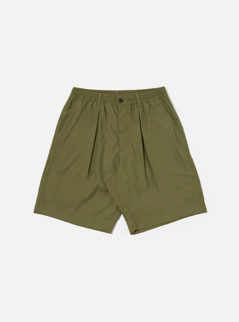Universal Works Pleated Track Short Recycled Poly Tech (Olive)