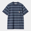 Carhartt WIP S/S Aiken Pocket T-Shirt Cotton Single Jersey, 205 g/m² (Aiken Stripe/Dusky Blue)
