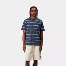 Carhartt WIP S/S Aiken Pocket T-Shirt Cotton Single Jersey, 205 g/m² (Aiken Stripe/Dusky Blue)
