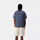 Carhartt WIP S/S Aiken Pocket T-Shirt Cotton Single Jersey, 205 g/m² (Aiken Stripe/Dusky Blue)