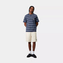Carhartt WIP S/S Aiken Pocket T-Shirt Cotton Single Jersey, 205 g/m² (Aiken Stripe/Dusky Blue)