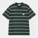 Carhartt WIP S/S Aiken Pocket T-Shirt Cotton Single Jersey, 205 g/m² (Aiken Stripe/Conifer)