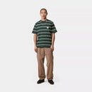 Carhartt WIP S/S Aiken Pocket T-Shirt Cotton Single Jersey, 205 g/m² (Aiken Stripe/Conifer)