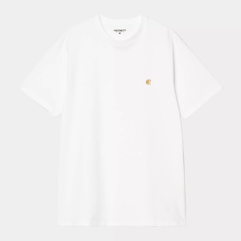Carhartt WIP S/S Chase T-Shirt 100% Cotton Combed Single Jersey, 235 g/m² (White/Gold)