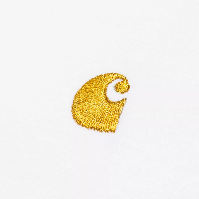 Carhartt WIP S/S Chase T-Shirt 100% Cotton Combed Single Jersey, 235 g/m² (White/Gold)