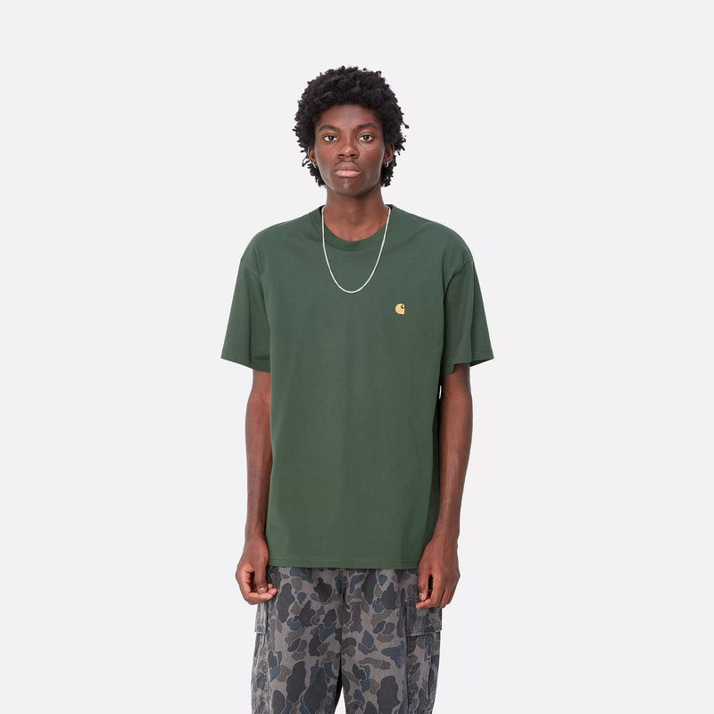 Carhartt WIP S/S Chase T-Shirt 100% Cotton Combed Single Jersey, 235 g/m² (Sycamore/Gold)