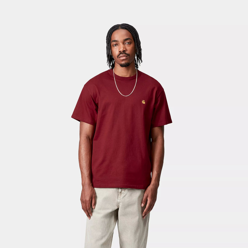 Carhartt WIP S/S Chase T-Shirt 100% Cotton Combed Single Jersey, 235 g/m² (Scarlet / Gold)