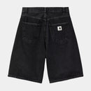 Carhartt WIP W' Brandon Short 100% Cotton 'Smith' Denim, 13.5 oz (Black Stone Washed)