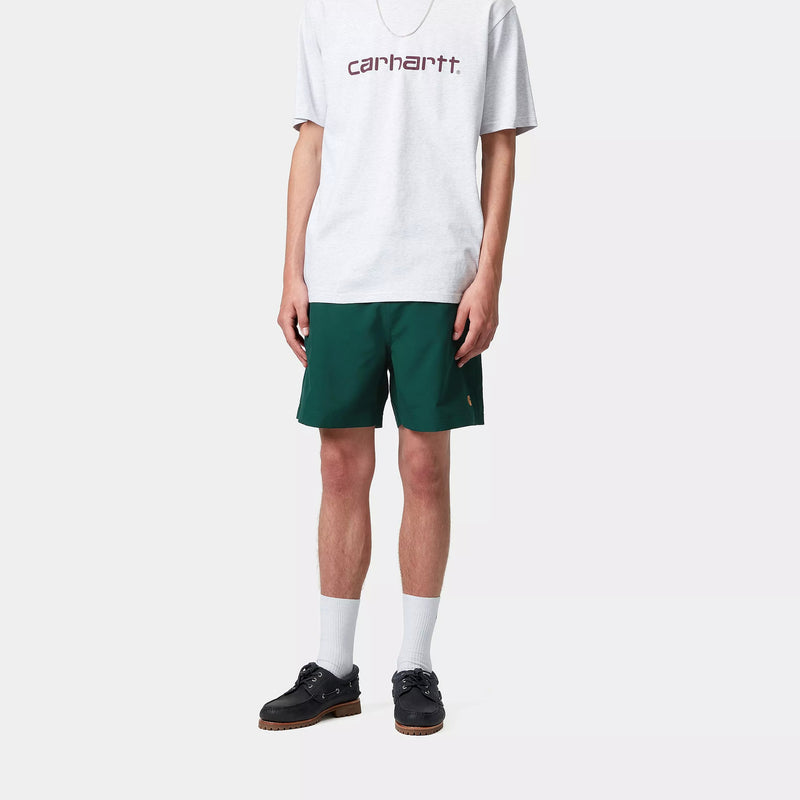 Carhartt WIP Chase Swim Trunks 100% Polyester, 3.7 oz (Dark Fir / Gold)