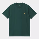 Carhartt WIP S/S Chase T-Shirt 100% Cotton Combed Single Jersey, 235 g/m² (Dark Fir / Gold)