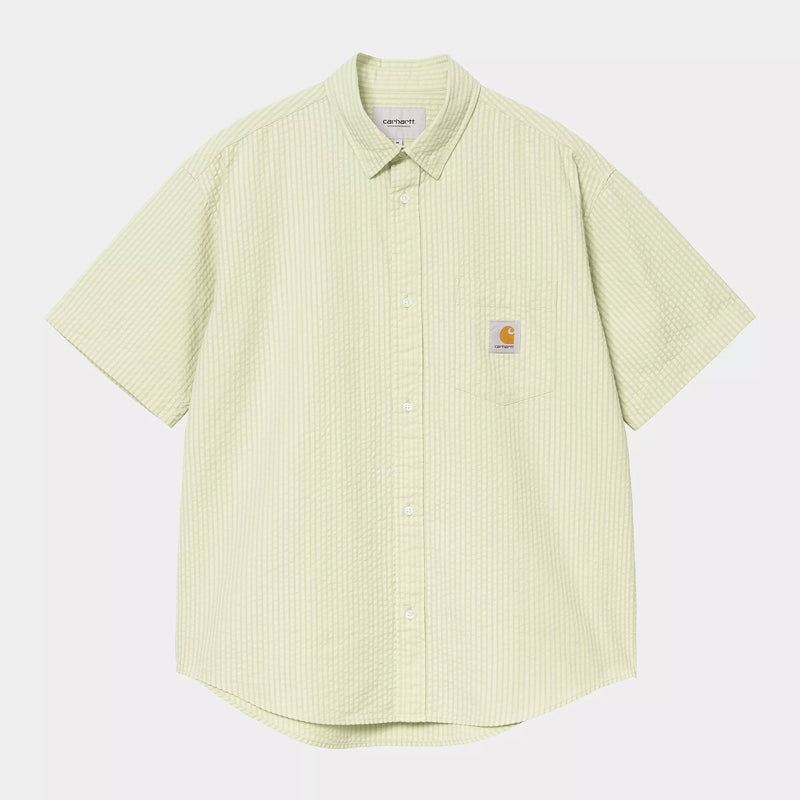 Carhartt WIP S/S Toland Shirt Cotton Seersucker, 4.2 oz (Toland Stripe / Pale Olive)