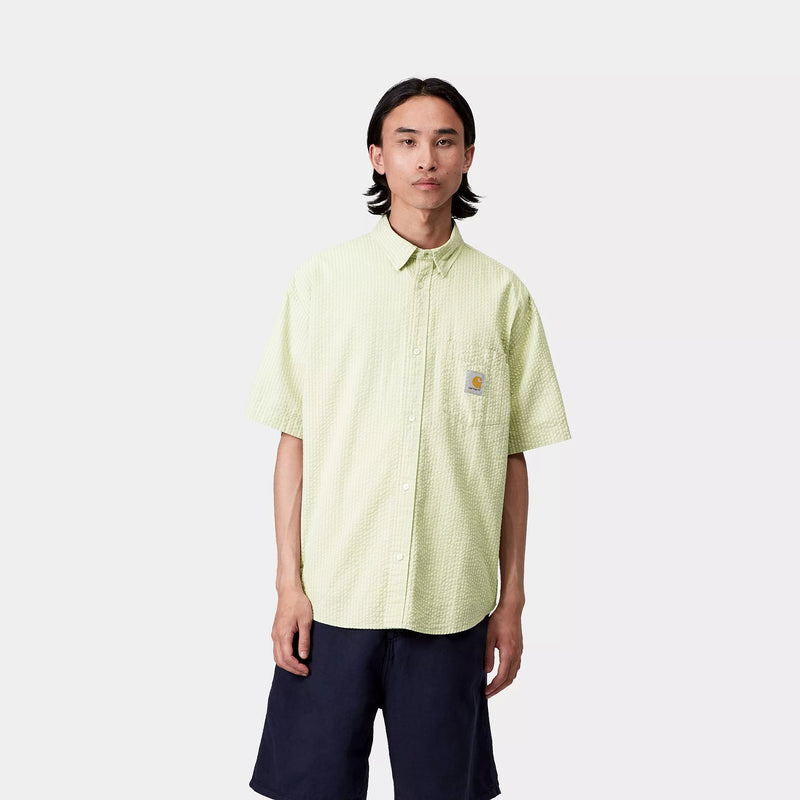 Carhartt WIP S/S Toland Shirt Cotton Seersucker, 4.2 oz (Toland Stripe / Pale Olive)