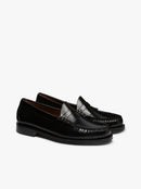 G.H. Bass Weejun Mens Heritage Larson Moc Pen Leather Upper/Polished Leather Sole (Black Leather)
