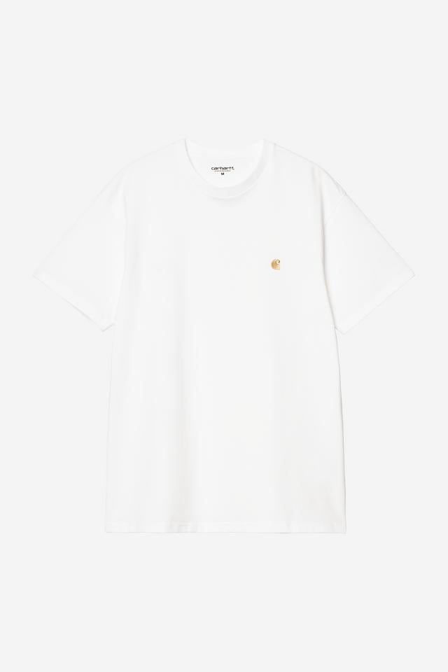 Carhartt WIP S/S Chase T-Shirt 100% Cotton Combed Single Jersey, 235 g/m² (White / Gold)