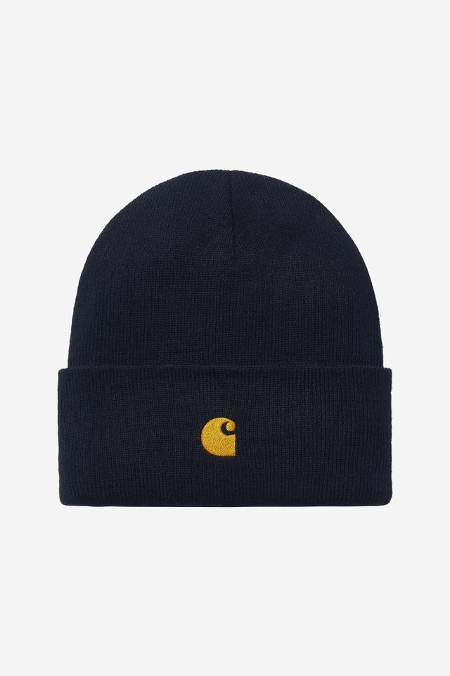 Carhartt WIP Chase Beanie 100% Acrylic, 9 gauge (Dark Navy / Gold)