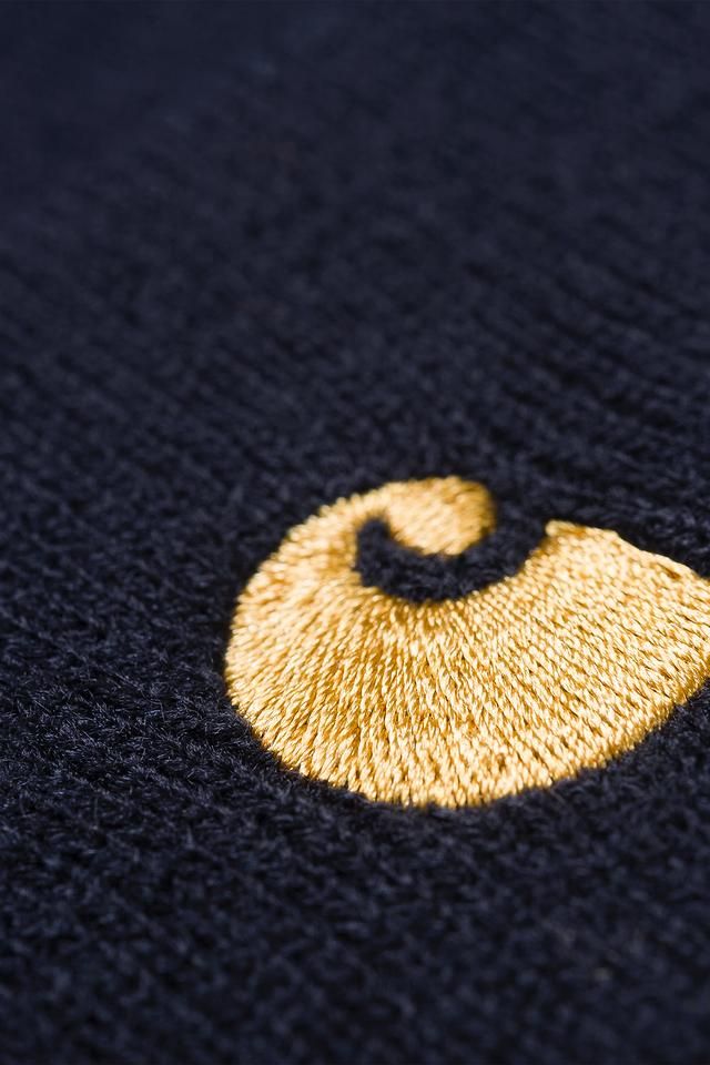 Carhartt WIP Chase Beanie 100% Acrylic, 9 gauge (Dark Navy / Gold)