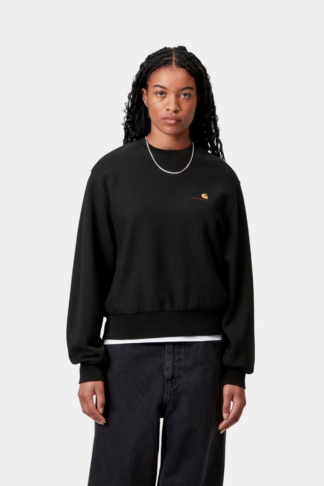 Carhartt WIP W' American Script Sweat Cotton/Polyester Sweat, 340 g/m² (Black)