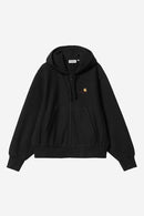 Carhartt WIP W' Hooded American Script Jacket Cotton/Polyester Sweat, 340 g/m² (Black)