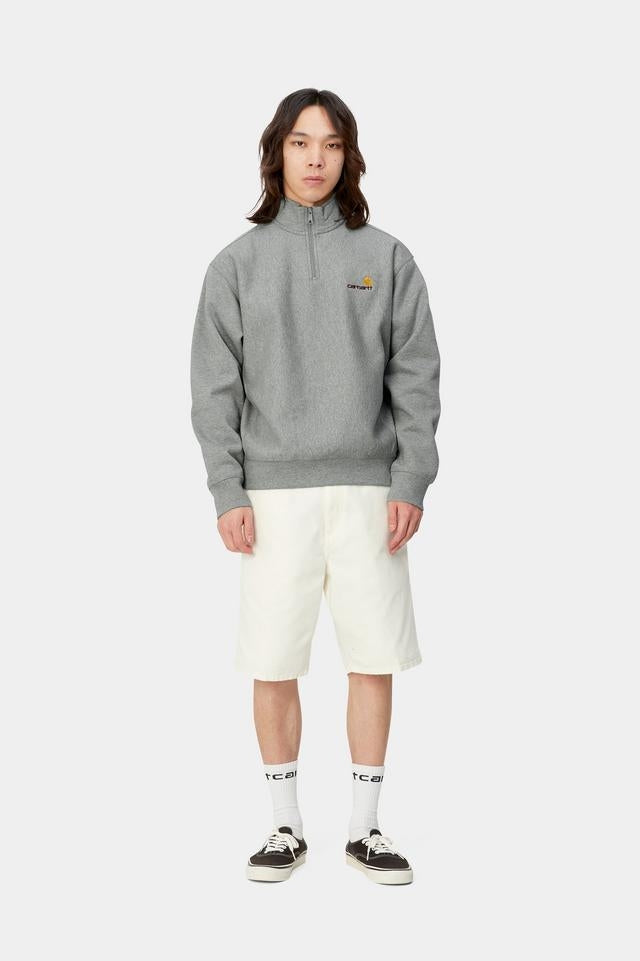 Carhartt WIP Half Zip American Script Sweat Cotton/Polyester Sweat, 420 g/m² (Grey Heather)