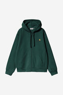 Carhartt WIP Hooded American Script Jacket Cotton/Polyester Sweat, 420 g/m² (Dark Fir)