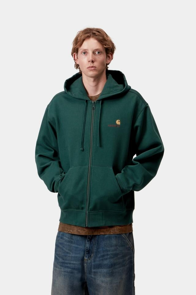 Carhartt WIP Hooded American Script Jacket Cotton/Polyester Sweat, 420 g/m² (Dark Fir)