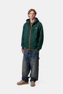 Carhartt WIP Hooded American Script Jacket Cotton/Polyester Sweat, 420 g/m² (Dark Fir)