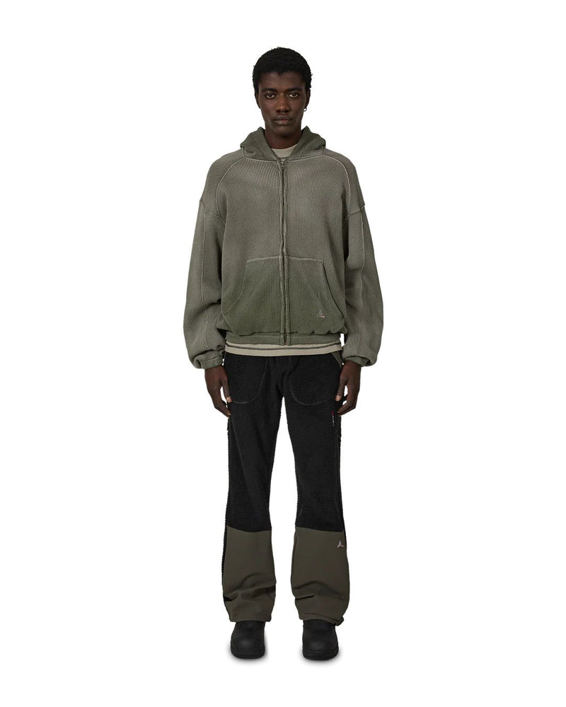 ROA Bee Sun Faded Waffle Zip Up Hoodie (Olive)