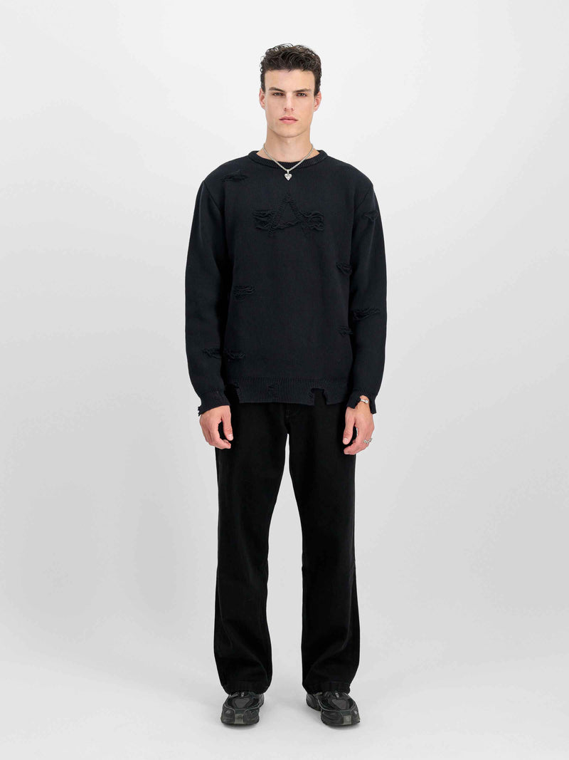 Alpha Industries Distressed Logo Pullover (Black)