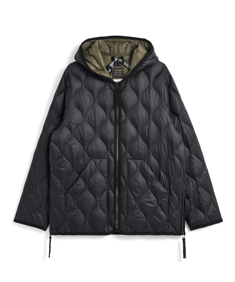 Taion Unisex Military Hood W-Zip Down Jkt Soft Shell (Black)