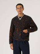 Universal Works Night Leopard Cardigan (Dark Navy / Brown)
