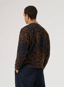 Universal Works Night Leopard Cardigan (Dark Navy / Brown)